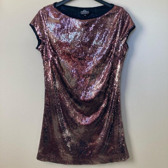 Angie red rose gold ombre sequin mini tshirt dress - Picture 2 of 7